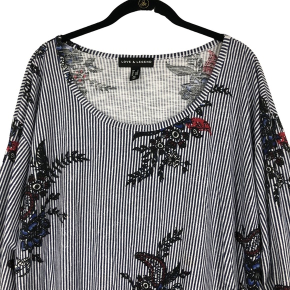 Love & Legend Plus SZ 1X Drop Waist Tie Front Tunic Top Blouse w/Floral Print - Picture 5 of 9